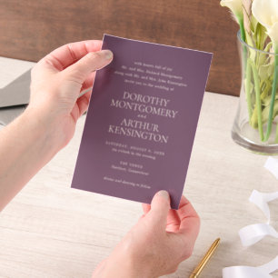 Dorothy Paarse Elegant Wedding Vellum Uitnodigingen