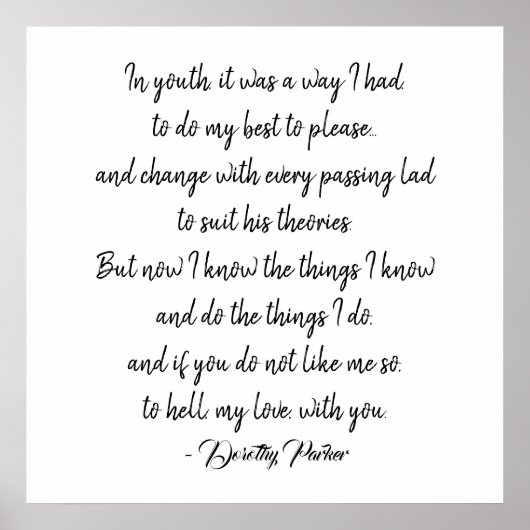 Dorothy Parker Quotation Poster (Voorkant)
