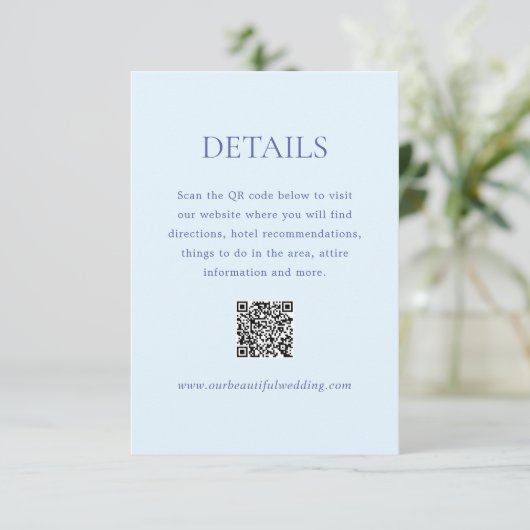 Dorothy Powder Blue Elegant Wedding Informatiekaartje (Staand voorkant)
