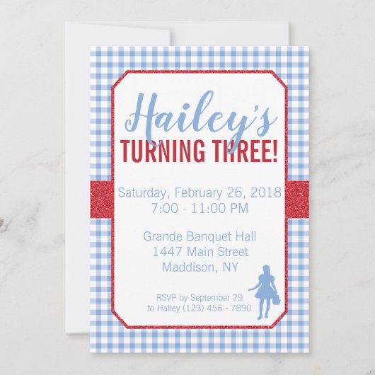 Dorothy Wizard of Oz Anniversaire Invitation (Devant)