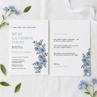 Dorp Baby Shower Uitnodiging - Hemelblauw 2-zijdig