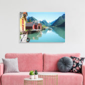 Dorp en een fjord in Noorwegen canvas print (Insitu (Woonkamer))