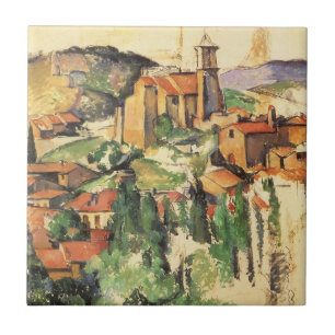 Dorp Gardanne door Paul Cezanne, Vintage Kunst Tegeltje