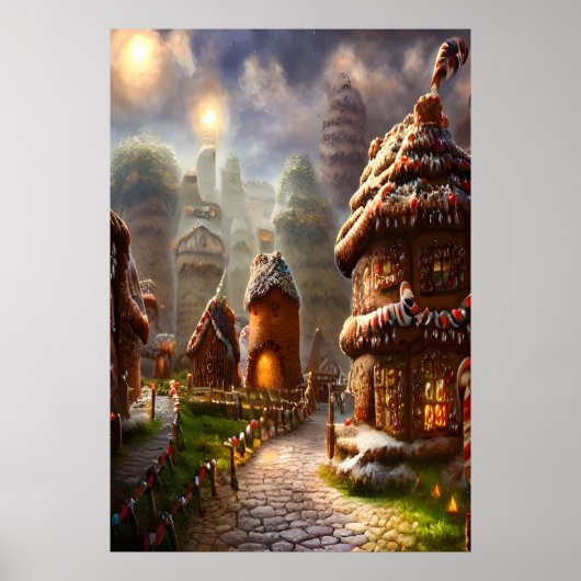 dorp Gingerbrood in Valhalla | AI Art Poster (Voorkant)