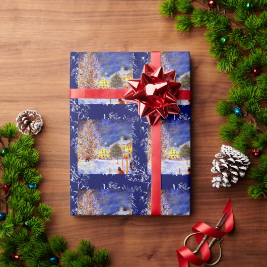 Dorp in de winter cadeaupapier (Feestdagen Geschenken)