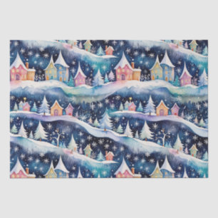 Dorp in een sneeuwstorm vakantie tissuepapier