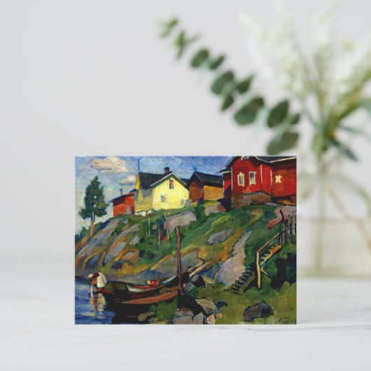 Dorp in Finland, schilderkunst Briefkaart (Staand voorkant)