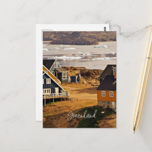 Dorp in Groenland, landschapsfoto Briefkaart