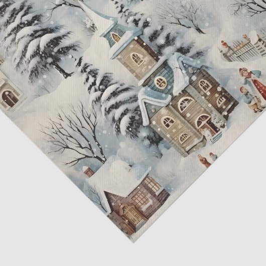 dorp Kerstwinter Ephemera Tissuepapier (Detail)