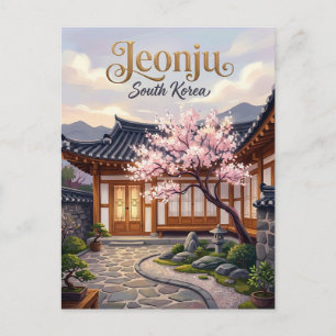 Dorp met traditionele Hanok-huizen in Jeonju Zuid- Briefkaart
