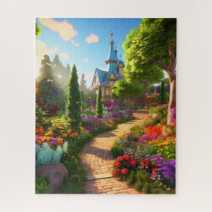 Dorp Mooie Groen Kleurig Meisjesachtig Lente Legpuzzel