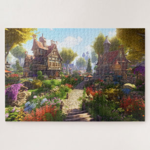 Dorp Mooie Groen Kleurig Meisjesachtig Lente Legpuzzel