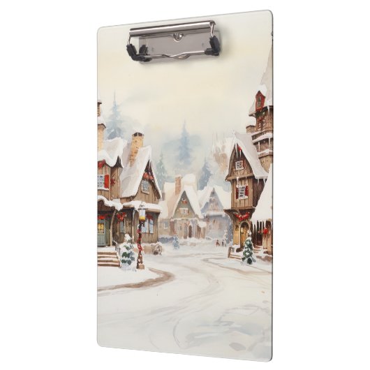 Dorp op een kerstdag klembord (Links)