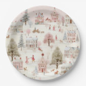  Dorp Roze Kerst Papieren Bordje (Voorkant)