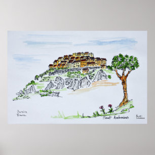 Dorp Sant'Antonino Corsica, Frankrijk Poster