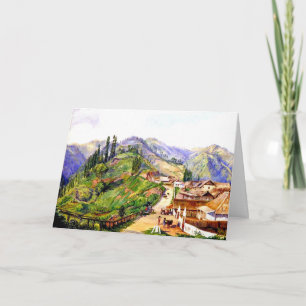 Dorp Tosari, Java, 1876 schilderij Kaart