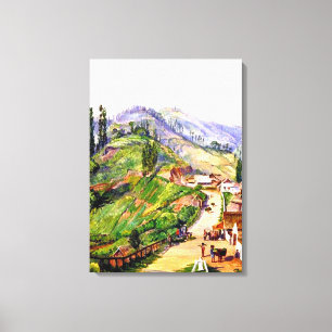 dorp Tosari, Java, schilderij van 1876 Canvas Afdruk