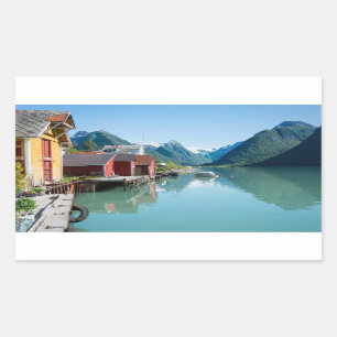 Dorp van Fjærland en een fjord rechthoeksticker Rechthoekige Sticker