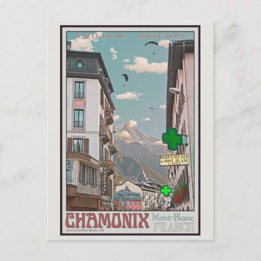 Dorp van (witte) Chamonix Briefkaart (Voorkant)