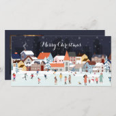 Dorp Winter Kerst Scène met Foto (Voorkant / Achterkant)