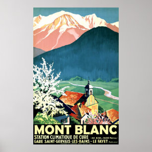 Dorpsgezicht bij Mont Blanc, Frankrijk Poster