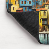 Dorpslandschapsconcept Abstracte kleurrijke kunst Muismat (Hoek)