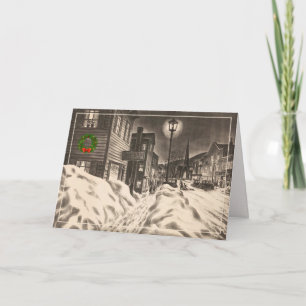 Dorpstraat op een winteravond Kranskaart Kaart