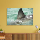 Dorsal aileron van een Witte haai Canvas Afdruk (Insitu (Woonkamer))