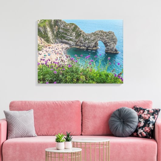 Dorset Durdle Door uitzicht canvas print (Insitu (Woonkamer))