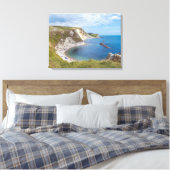 Dorset Man O'War Beach uitzicht canvas print (Insitu (Slaapkamer))