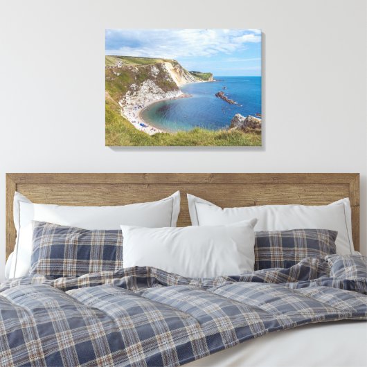 Dorset Man O'War Beach uitzicht canvas print (Insitu (Slaapkamer))