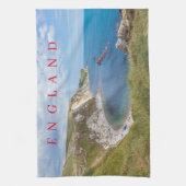 Dorset Man O'War strand uitzicht theedoek (Verticaal)