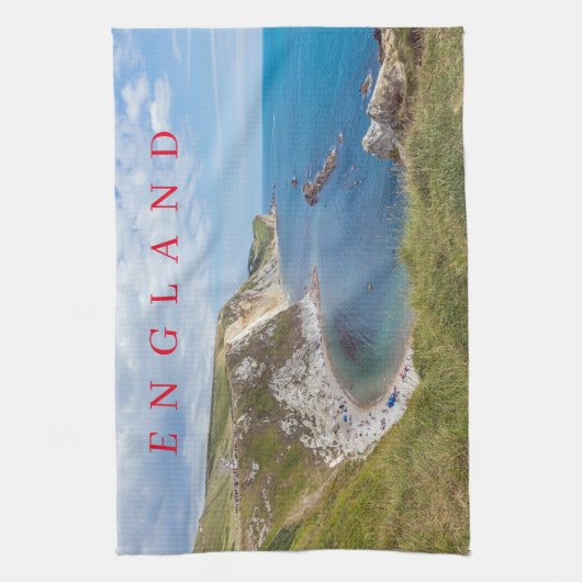 Dorset Man O'War vue plage serviette de thé (Vertical)