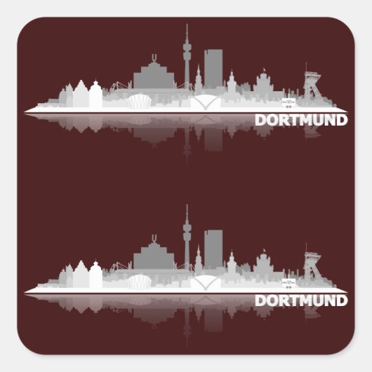 Dortmund City Skyline Vierkante Sticker (Voorkant)