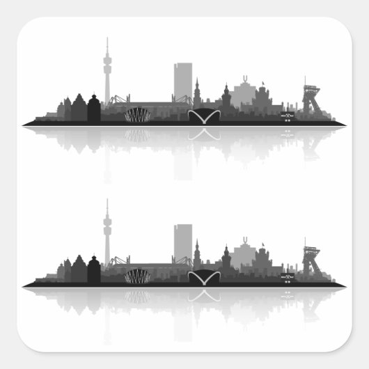 Dortmund City Skyline Vierkante Sticker (Voorkant)