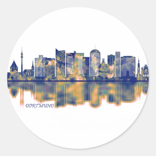 Dortmund Skyline Ronde Sticker (Voorkant)