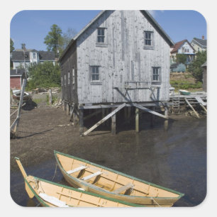 Dory bouwer,Lunenburg, Nova Scotia, Canada Vierkante Sticker