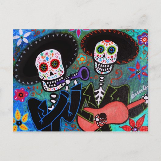 Dos Amigos Dia de los Muertos Briefkaart (Voorkant)