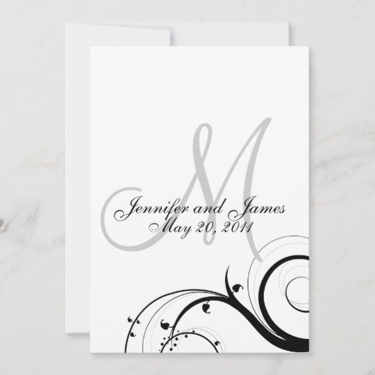 Dos élégant de faire-part de mariage de monogramme (Devant)