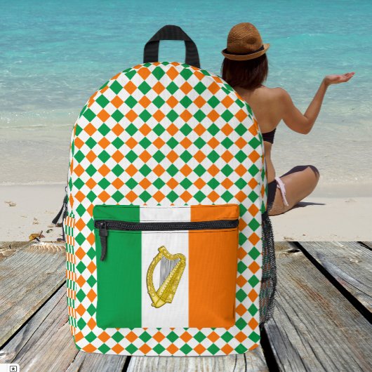 Dos Imprimé Couleurs d'Irlande sac à dos, Harpe, Drapeau irlan