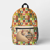 Dos Imprimé Patchwork de chat confortable Retour à l'école sac (Recto)