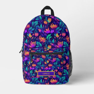 Dos Imprimé Sac de camp à monogramme néon violet sarcelle oran
