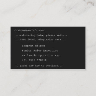 DOS Style Novelty Visitekaartje