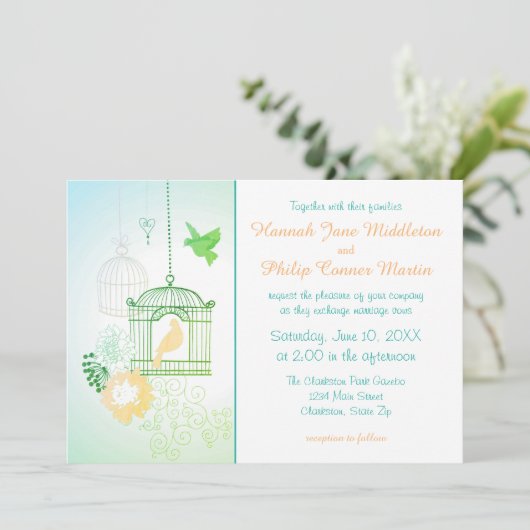 Doses et cages - Faire-part de mariage (Debout devant)