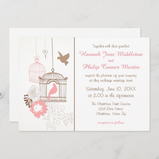 Doses et cages - Faire-part de mariage (Devant / Derrière)