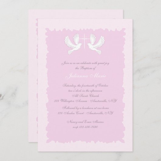 Doses Invitation religieuse rose (Devant / Derrière)