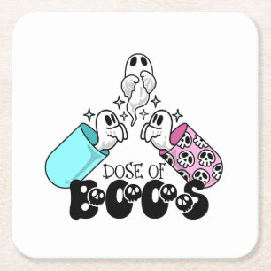 Dosis Boos Ghost Capsule Halloween Vierkante Kartonnen Onderzetter
