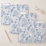 Dossier Blue Flowers Botanical Painting<br><div class="desc">Elegant pale blue délicate small garden flowers hand painting light silver gray design, featuring a collection of soft blue and white roses, light blue daisies flowers with various blue leaf shapes greenery hand painting, on a light silver gray color background. A special unique botanical nature floral art, great for a...</div>