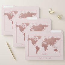 Carte du monde moderne rose or Rose
