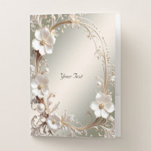 Dossier de poche à cadre floral blanc orné